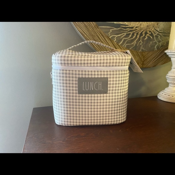 Rae Dunn Handbags - Rae Dunn Grey & White Checked Gingham Lunch Tote